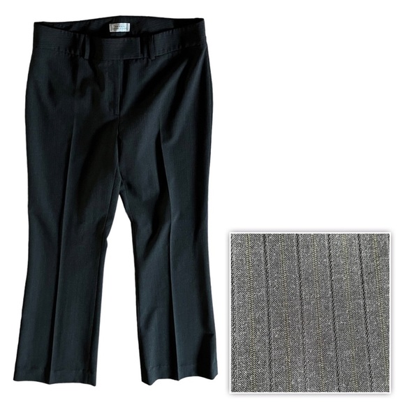 Tahari ASL gray gold pinstriped dress pants slacks trouser midnrise flare 6 - Picture 1 of 8